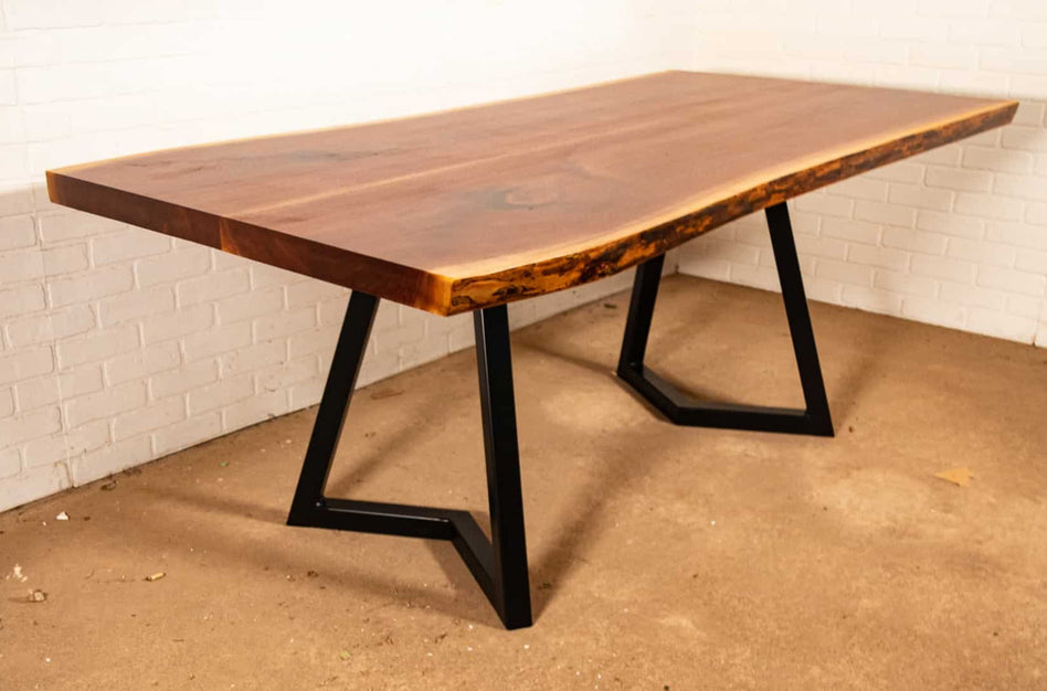 bookmatch live edge walnut table on chandler legs