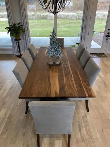 Large Custom Walnut Table on Steel Legs - Loewen Design Studios
