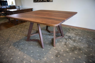 large square walnut dining table