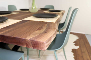 live edge walnut table on black dixon legs