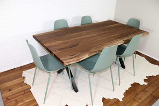 live edge walnut table on black dixon legs