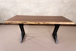 live edge walnut table on black zionz legs