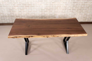 live edge walnut table on black zionz legs