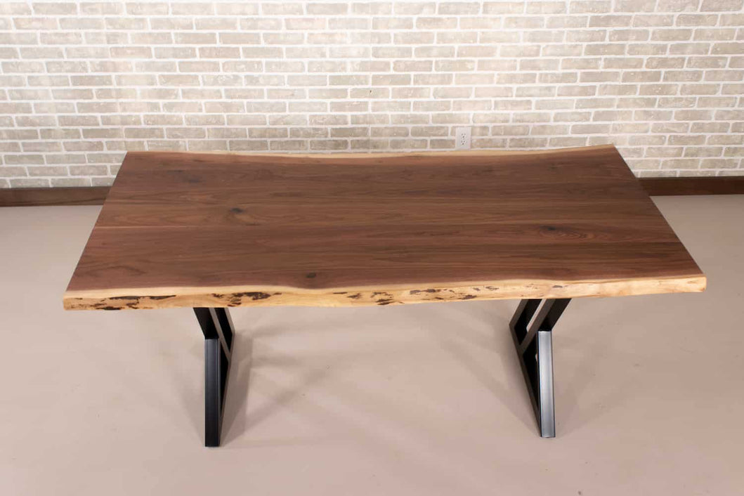 live edge walnut table on black zionz legs