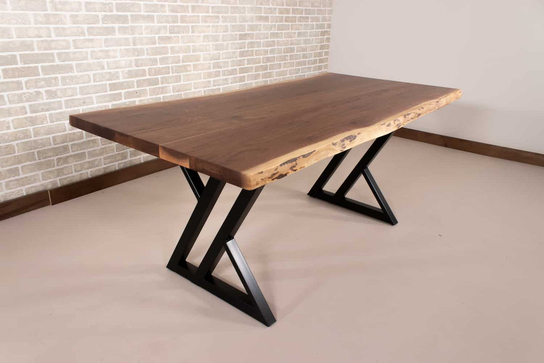 live edge walnut table on black zionz legs