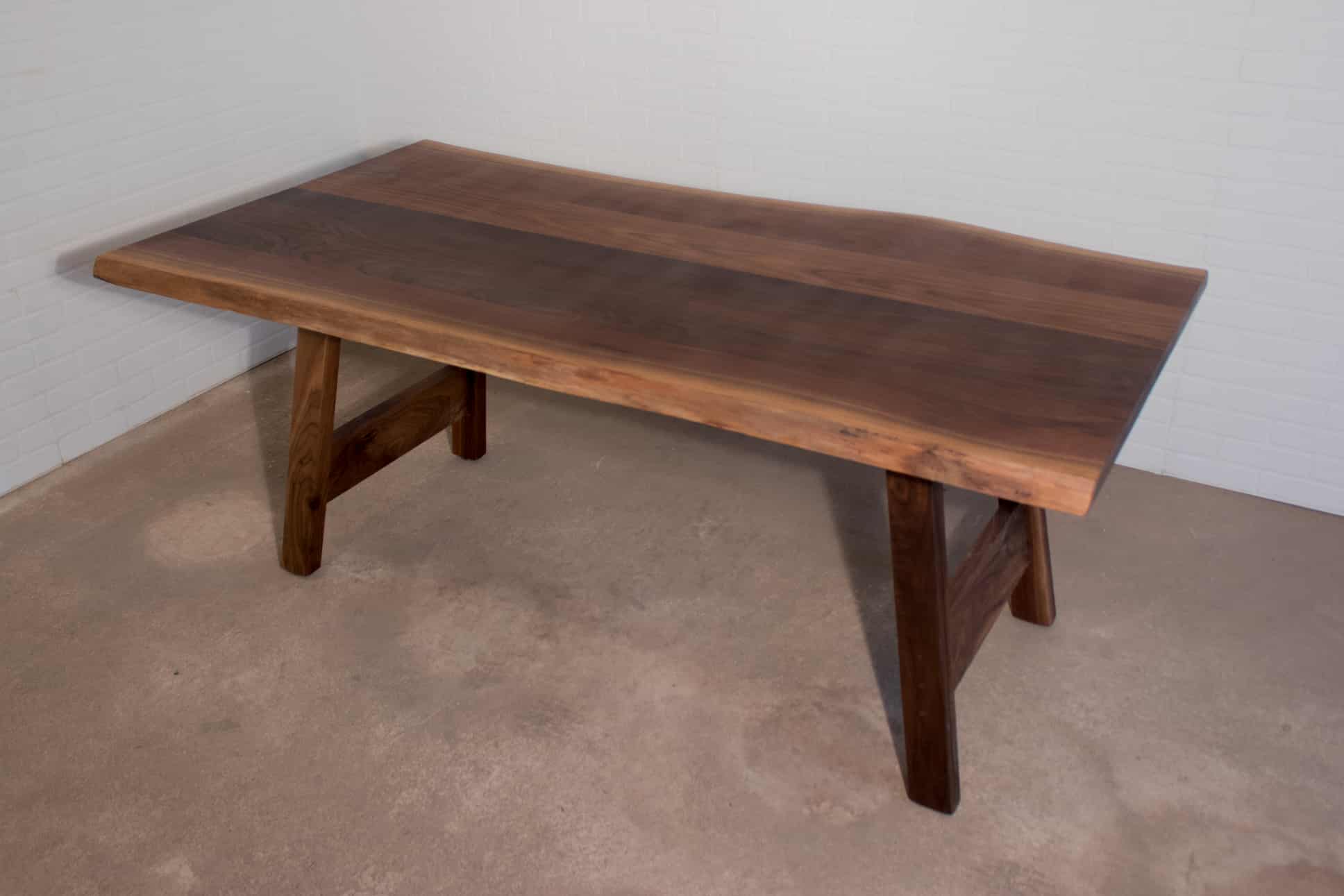 live edge walnut table on walnut legs