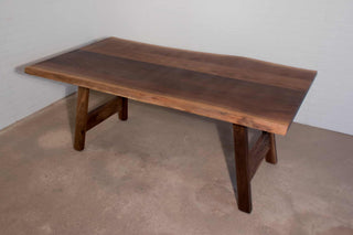 live edge walnut table on walnut legs