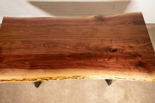 live edge walnut table on steel chandler legs