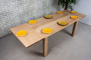maple end extension table on parsons base