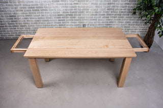 maple end extension table on parsons base