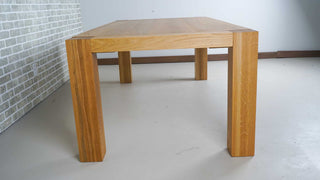 oak parsons table with breadboard end