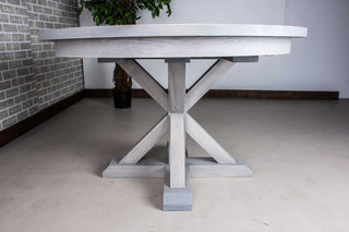 ash oval extending dining table in steel gray