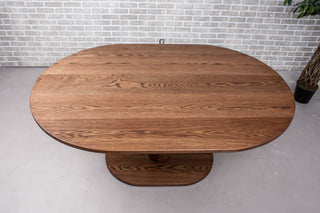 oval oak table on pedestal base