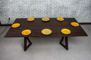 rock maple end extension table in espresso on wood legs
