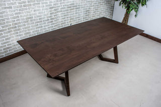 rock maple end extension table in espresso on wood legs