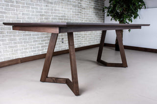 rock maple end extension table in espresso on wood legs