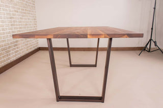 Saguaro Table on Steel Angle U Legs in Burnt Penny - Loewen Design Studios