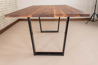 Saguaro Table on Steel Angle U Legs in Satin Black - Loewen Design Studios