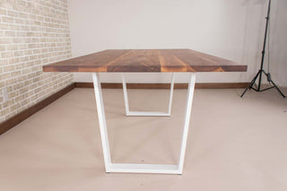 Saguaro Table on Steel Angle U Legs in Satin White - Loewen Design Studios