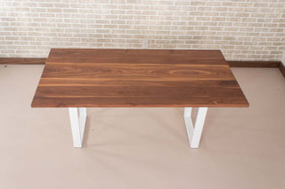 Saguaro Table on Steel Angle U Legs in Satin White - Loewen Design Studios