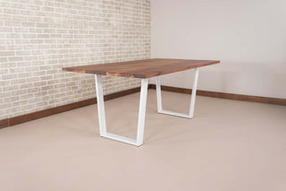 Saguaro Table on Steel Angle U Legs in Satin White - Loewen Design Studios