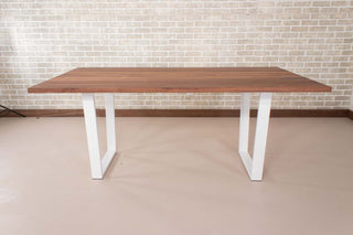Saguaro Table on Steel Angle U Legs in Satin White - Loewen Design Studios