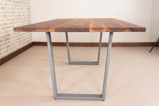 Saguaro Table on Steel Angle U Legs in Silver - Loewen Design Studios