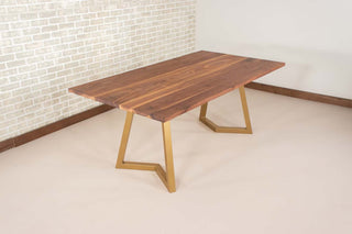 Saguaro Table on Steel Chevron Legs in Gold - Loewen Design Studios