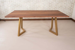 Saguaro Table on Steel Chevron Legs in Gold - Loewen Design Studios