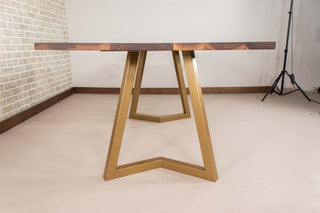 Saguaro Table on Steel Chevron Legs in Gold - Loewen Design Studios