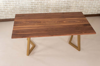 Saguaro Table on Steel Chevron Legs in Gold - Loewen Design Studios
