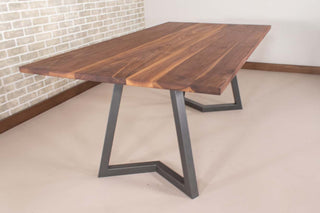 Saguaro Table on Steel Chevron Legs in Gunmetal - Loewen Design Studios