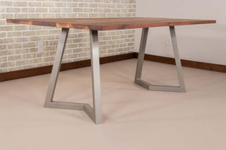 Saguaro Table on Steel Chevron Legs in Nickel - Loewen Design Studios