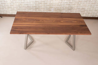 Saguaro Table on Steel Chevron Legs in Nickel - Loewen Design Studios