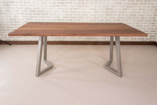Saguaro Table on Steel Chevron Legs in Nickel - Loewen Design Studios