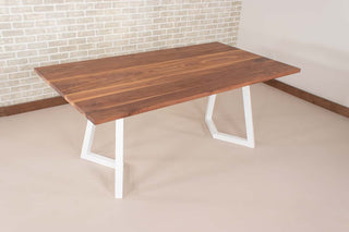 Saguaro Table on Steel Chevron Legs in Satin White - Loewen Design Studios