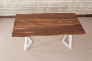 Saguaro Table on Steel Chevron Legs in Satin White - Loewen Design Studios
