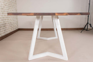 Saguaro Table on Steel Chevron Legs in Satin White - Loewen Design Studios