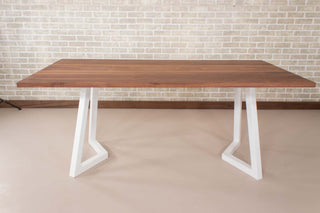 Saguaro Table on Steel Chevron Legs in Satin White - Loewen Design Studios
