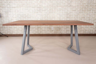 Saguaro Table on Steel Chevron Legs in Silver - Loewen Design Studios