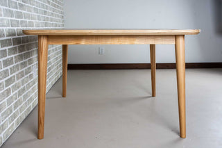 square ash extension table on turned tapered legs