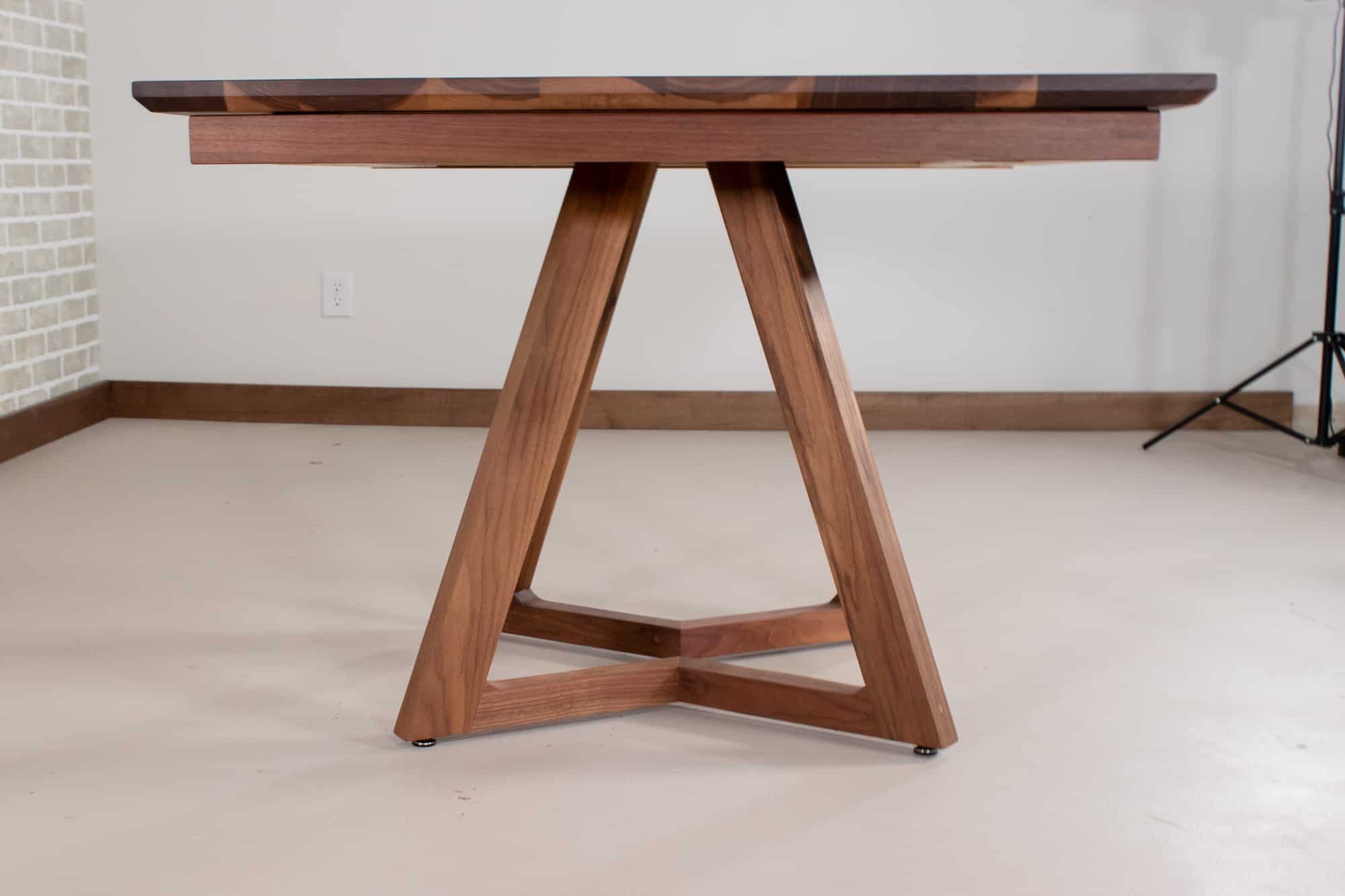 square walnut end extension table on walnut legs