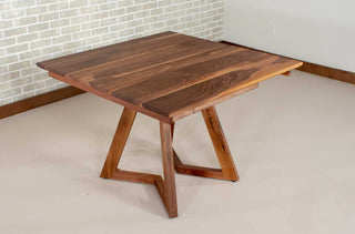square walnut end extension table on walnut legs