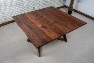 square walnut extension table with 18" leaves