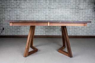 square walnut extension table with 18" leaves