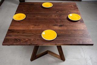 square walnut extension table with 18" leaves
