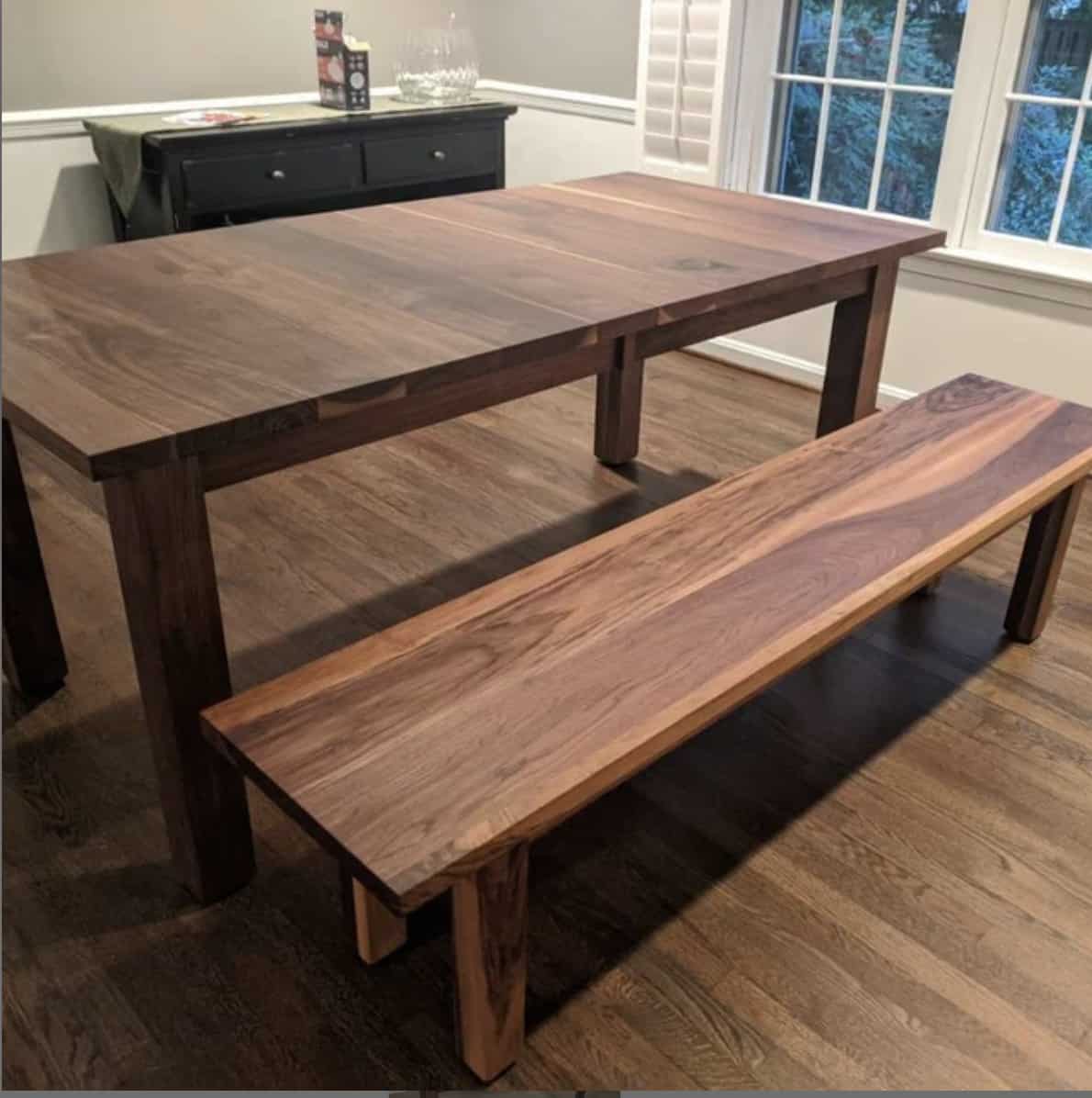 Walnut Parson Table and Bench Set - Loewen Design Studios