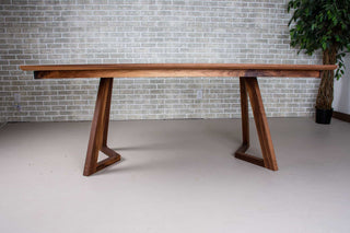 walnut end extension table with bevel edge