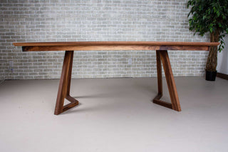 walnut end extension table on wood legs