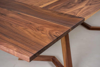 walnut end extension table with bevel edge